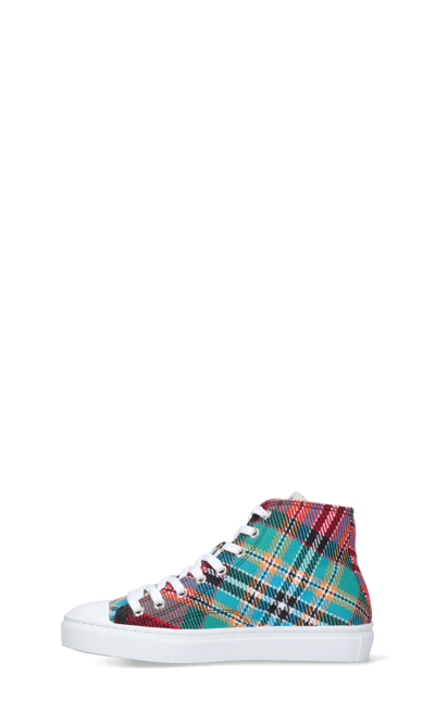 Shop Vivienne Westwood Tartan Pattern High Sneakers