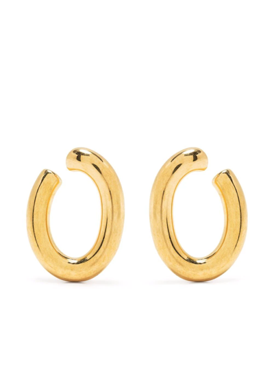 Shop Saint Laurent Bo Maillon Brass Metal Earrings In Gold