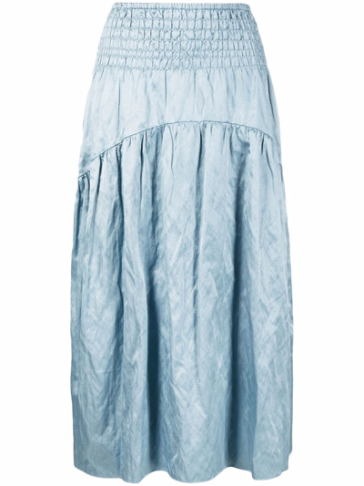 Shop Vince Smocked Tiered Skirt In Blau