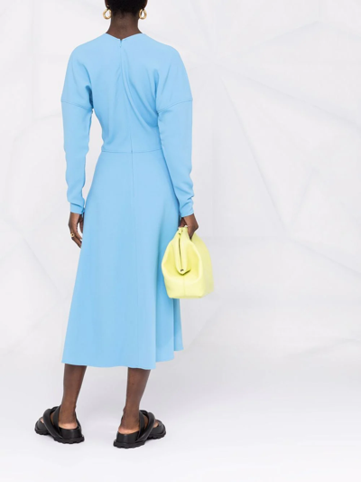 Shop Victoria Beckham Dolman-sleeve Midi Dress In Blau
