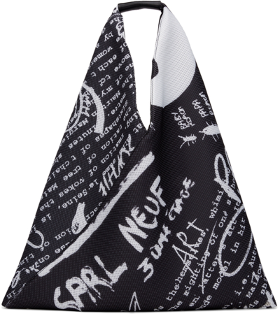 Graphic Print Black Japanese Tote Bag