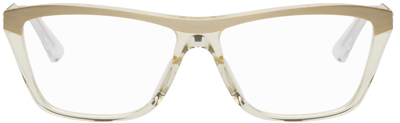 Shop Bottega Veneta Gold Acetate & Metal Cat-eye Glasses In 002 Gold
