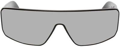 Shop Rick Owens Black & Silver Peforma Sunglasses In 0918 Black/silver