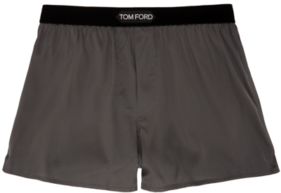Shop Tom Ford Grey Silk Boxer Briefs In 022 Slate