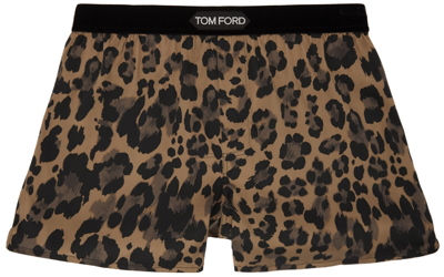 Shop Tom Ford Brown Silk Boxer Briefs In 258 Light Brown