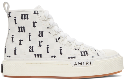 Shop Amiri White English Court Hi Sneakers In White / Black-canvas