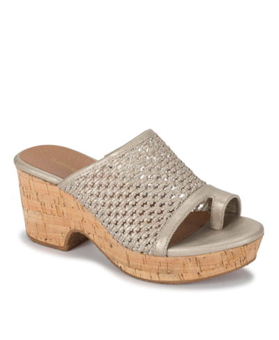Baretraps Flossey Platform Slide Wedge Sandals In Champagne