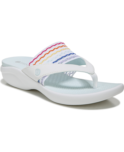Shop Bzees Cabana Washable Thong Sandals Women's Shoes In White/rainbow Stretch Fabric