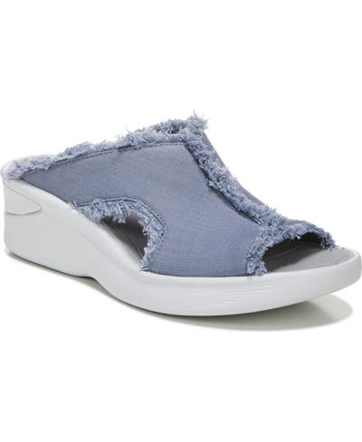 Shop Bzees Serendipity Washable Slide Wedge Sandals Women's Shoes In Folkstone Blue Linen