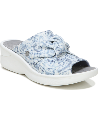 Shop Bzees Smile Washable Slide Wedge Sandals In Blue Fabric