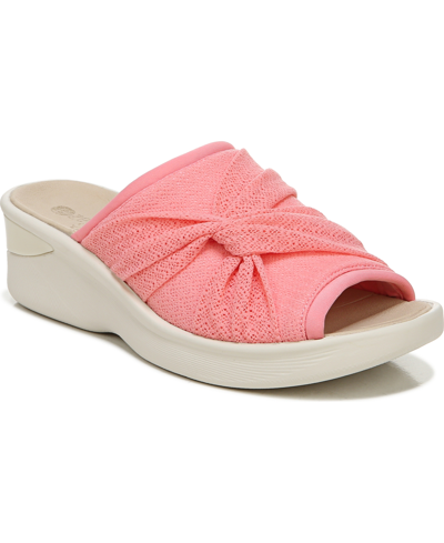 Shop Bzees Smile Ii Washable Slide Wedge Sandals Women's Shoes In Pink Fabric