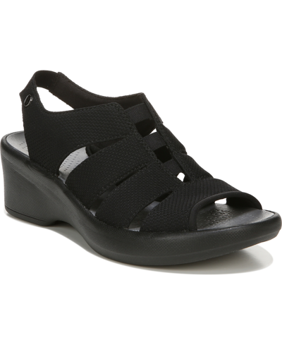 Shop Bzees Premium Finale Washable Wedge Slingbacks Women's Shoes In Black Fabric