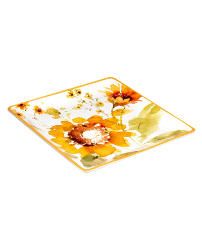 Shop Certified International Sunflowers Forever Square Platter In Yellow