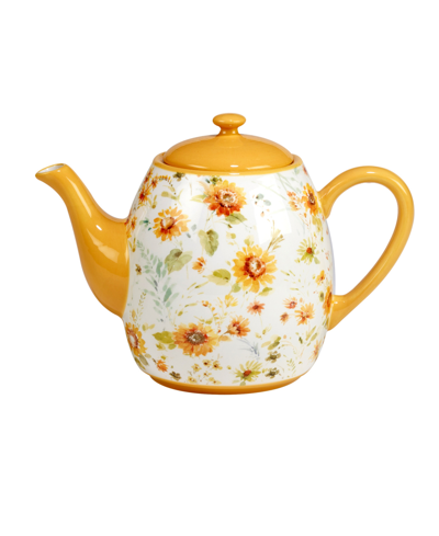 Shop Certified International Sunflowers Forever Teapot In Yellow