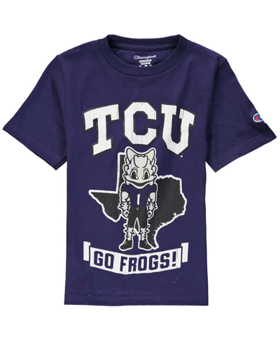 Shop Champion Big Boys And Girls Purple Tcu Horned Frogs Strong Mascot T-shirt