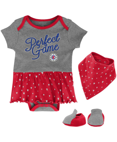 Shop Outerstuff Girls Infant Heathered Gray La Clippers Practice Makes Perfect Bodysuit Bib Booties Set