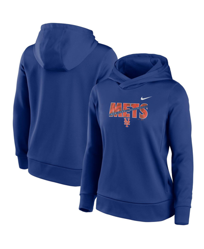 Shop Nike Women's  Royal New York Mets Club Angle Performance Pullover Hoodie