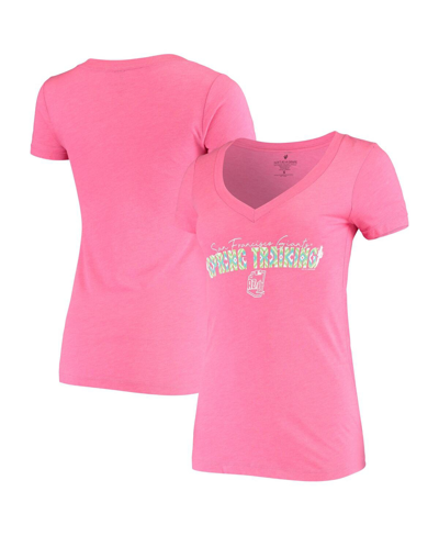 Shop Soft As A Grape Women's  Pink San Francisco Giants Spring Training Circle Ribbon V-neck Tri-blend T-s