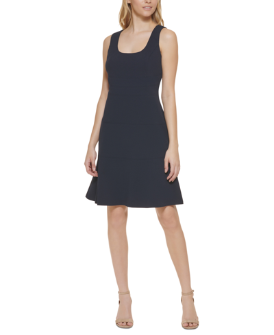 Shop Tommy Hilfiger Sleeveless Fit & Flare Dress In Sky Captain