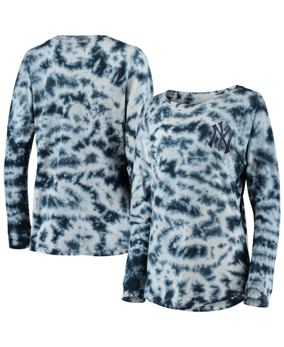 New Era Women's  Navy New York Yankees Tie-dye Long Sleeve T-shirt In Navy