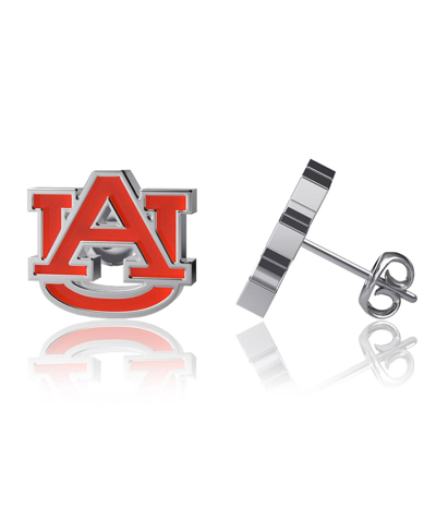 Shop Dayna Designs Women's  Auburn Tigers Silver-tone Enamel Post Earrings