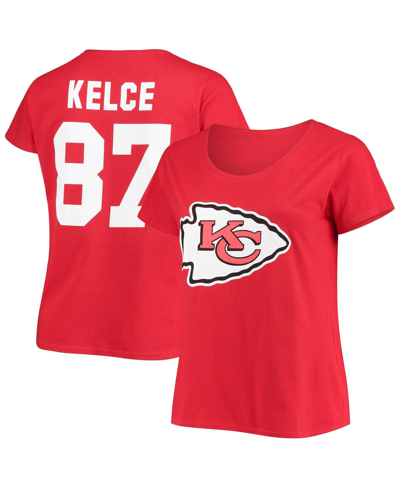 Shop Fanatics Women's  Branded Travis Kelce Red Kansas City Chiefs Plus Size Name Number V-neck T-shirt