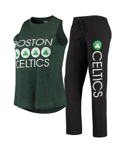 Shop Concepts Sport Women's  Black, Kelly Green Boston Celtics Tank Top And Pants Sleep Set In Black/kelly Green