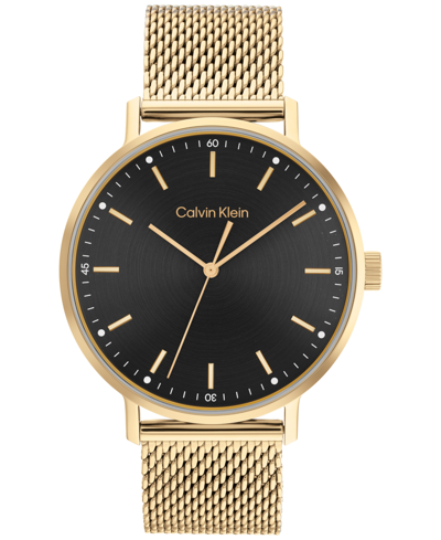 Shop Calvin Klein Gold-tone Mesh Bracelet Watch 42mm