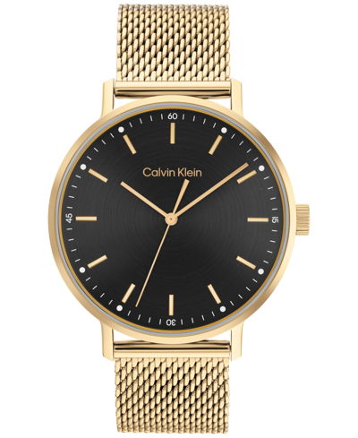 Calvin Klein Gold-tone Mesh Bracelet Watch 42mm In Gold