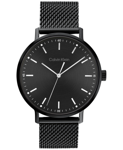 Shop Calvin Klein Black Stainless Steel Mesh Bracelet Watch 42mm
