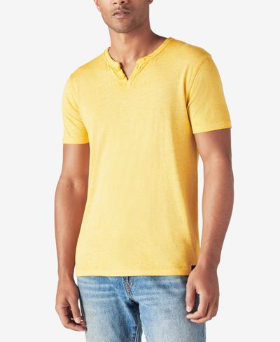Shop Lucky Brand Men's Regular Venice Burnout Notch Neck T-shirt In Mineral Yellow
