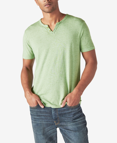 Shop Lucky Brand Men's Regular Venice Burnout Notch Neck T-shirt In Calliste Green