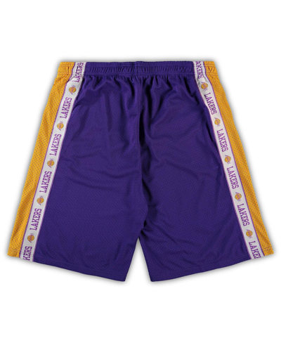 Shop Fanatics Men's  Branded Purple And Gold Los Angeles Lakers Big Tall Tape Mesh Shorts In Purple/gold
