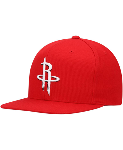 Shop Mitchell & Ness Men's  Red Houston Rockets Team Ground Snapback Hat