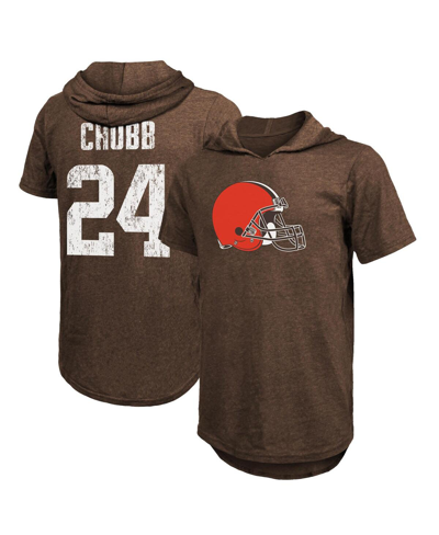Majestic Men's Fanatics Nick Chubb Brown Cleveland Browns Player Name And Number Tri-blend Hoodie T-shirt In Brown
