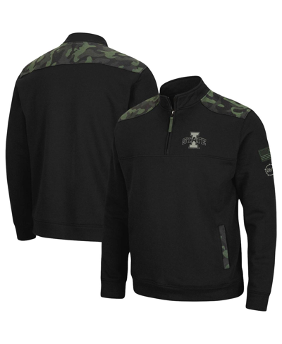 Colosseum Men's Black Iowa State Cyclones Oht Military-inspired Appreciation Commo Fleece Quarter-zip Jacket In Black