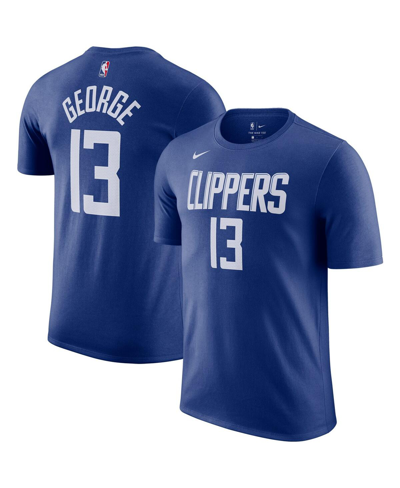 Shop Nike Men's  Paul George Royal La Clippers Name And Number T-shirt