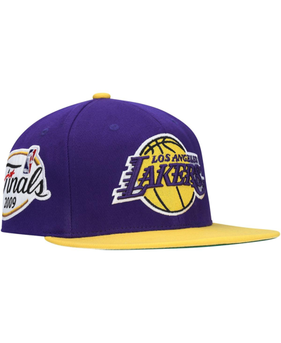 Shop Mitchell & Ness Men's  Purple, Gold Los Angeles Lakers 2009 Nba Finals Xl Patch Snapback Hat In Purple/gold