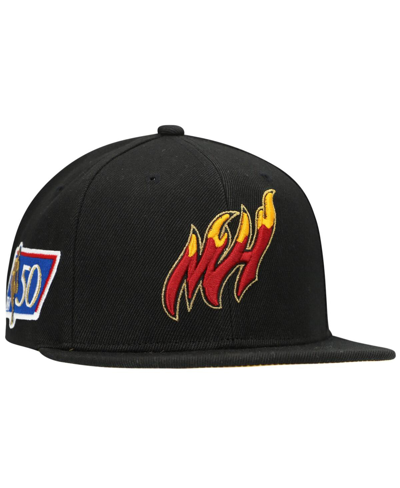 Shop Mitchell & Ness Men's  Black Miami Heat 50th Anniversary Snapback Hat