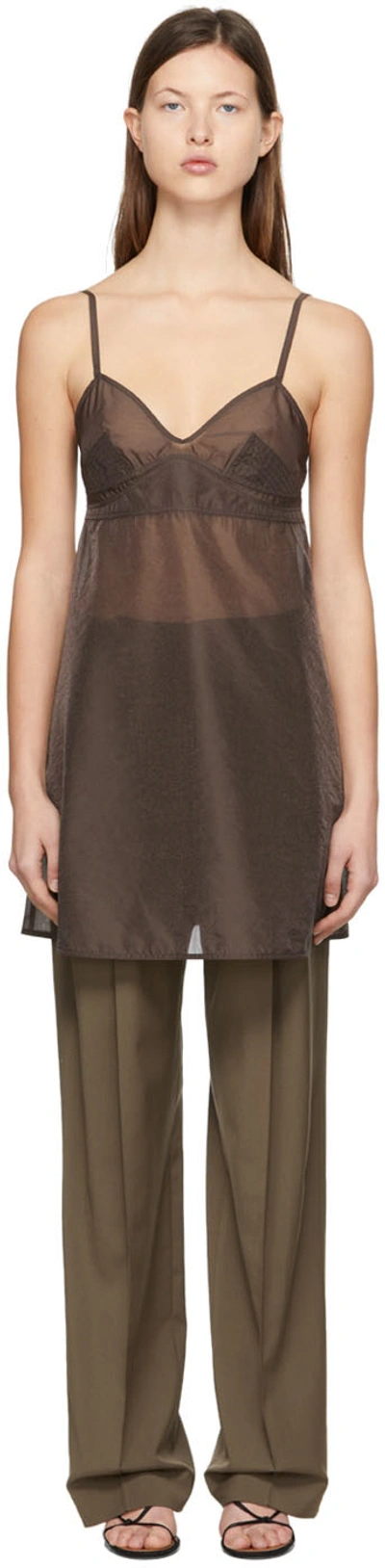 Shop Low Classic Brown Nylon Mini Dress In Dark Brown