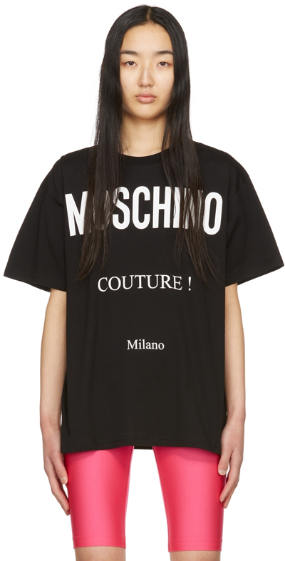 Shop Moschino Black Cotton T-shirt In A1555 Black
