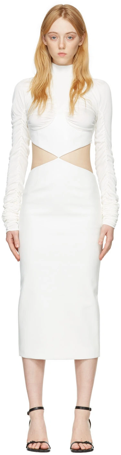 Shop Aleksandre Akhalkatsishvili White Faux-leather Midi Dress