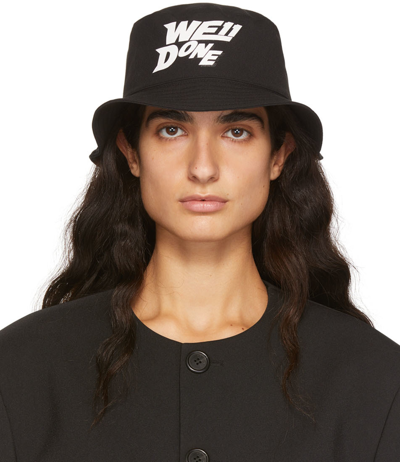 Shop We11 Done Black Basic Logo Bucket Hat