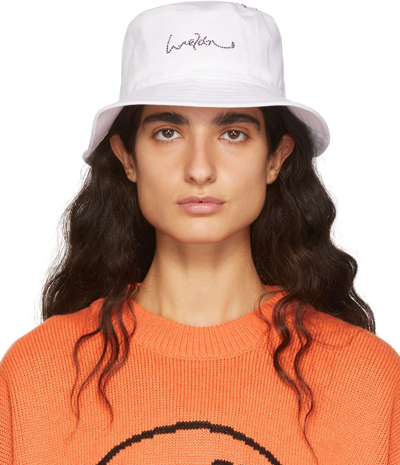 We11 Done White Hotfix Star Bucket Hat In White