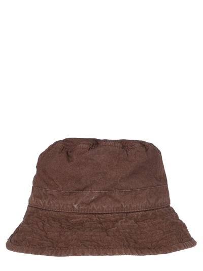 Shop Jil Sander Bucket Hat With Logo Label In Brown