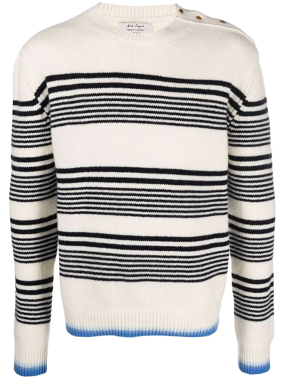 Shop Nick Fouquet Striped Virgin Wool-cashmere Jumper In Blue