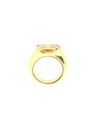 Shop Balenciaga Ring With Bb Logo In Gold