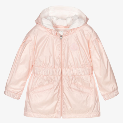 Shop Moncler Girls Pink Hooded Coat