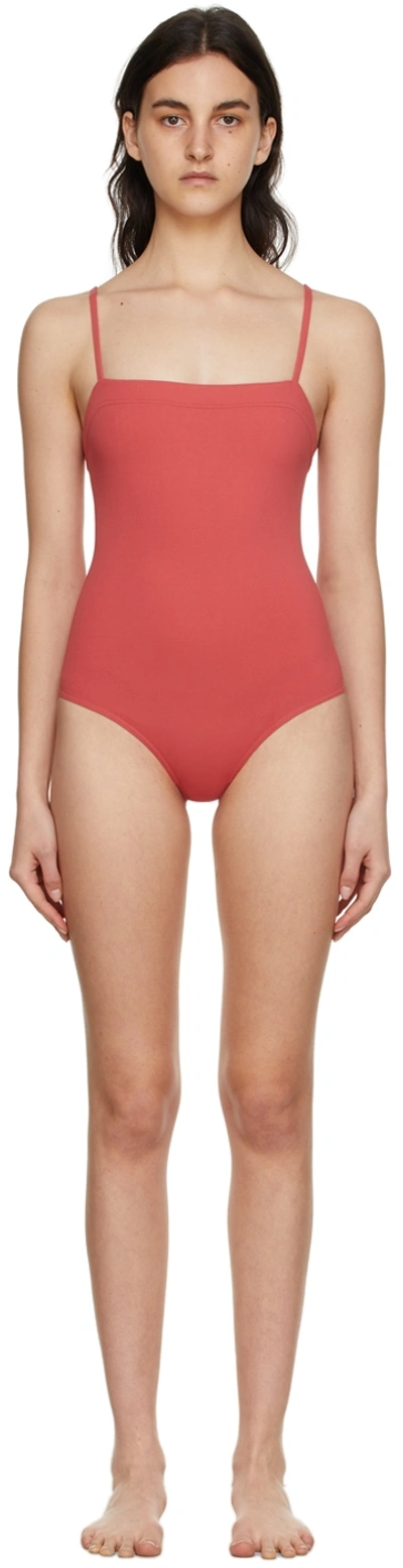 Shop Eres Red Aquarelle One-piece Swimsuit In 1098 Peche 22e