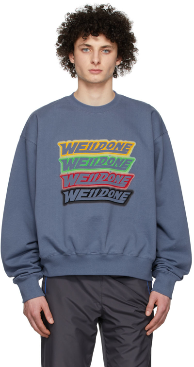 We11 Done Navy French Terry Sweatshirt In Navy